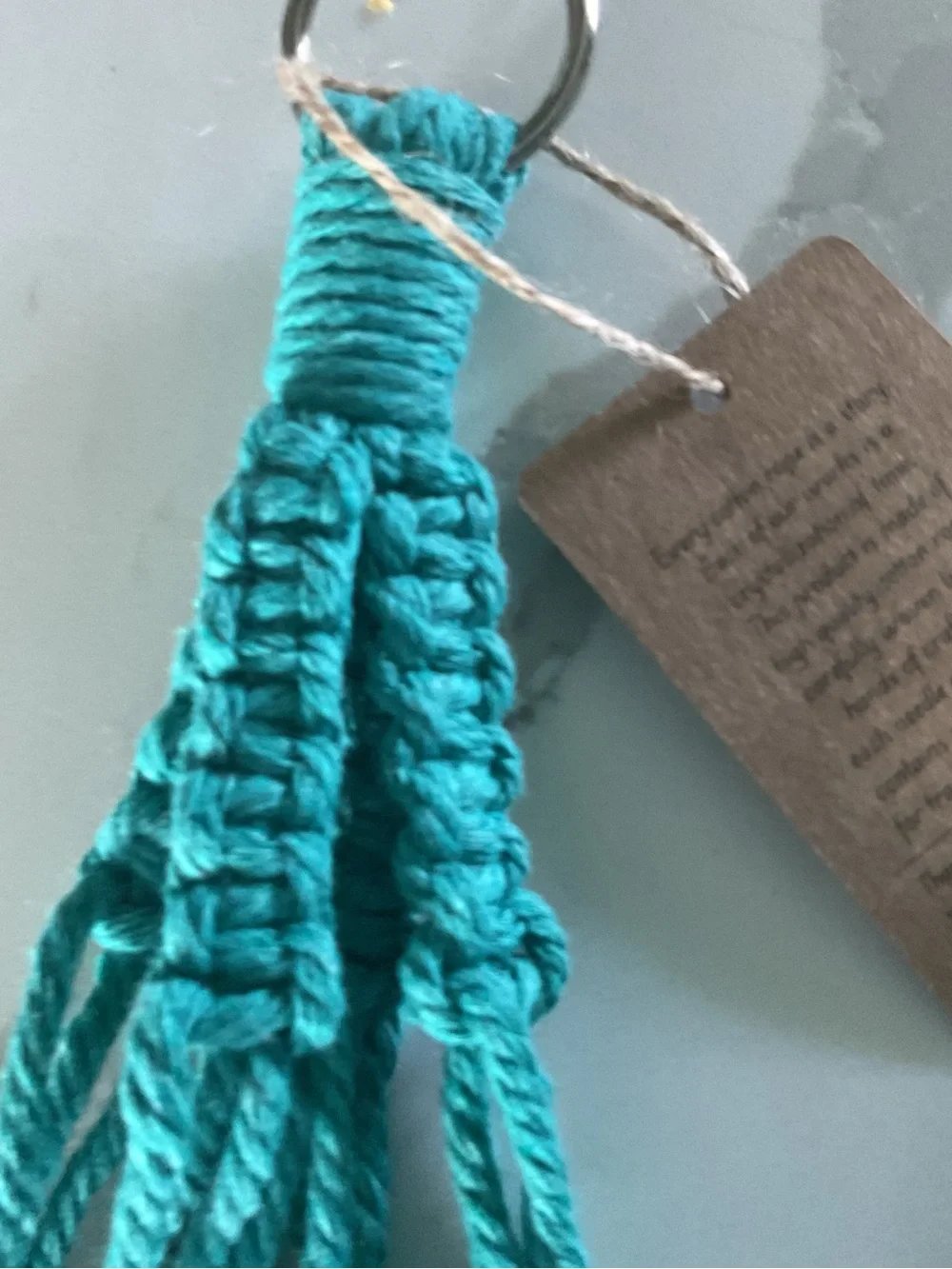2 Lake Blue Macramé Hanging Plant Holder - Bohemian Home Accent
